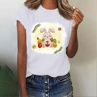 Bluze kratkih rukava za žene Ljeto casual crewneck majice Uskršnje zeko jaja grafička majica