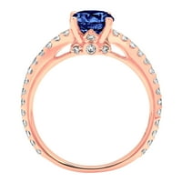 1.51ct okrugli rez plavi simulirani tanzanite 14k ružičasti ružičasti zlatni gravirajući izjavu bridalne godišnjice Angažman vjenčani prsten veličine 7,25