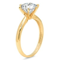 2. CT okrugli rez Clear Simulirani dijamant 18K žuti zlatni godišnjički angažman prsten veličine 7