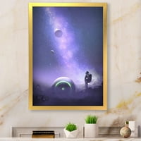 Art DesimanArt Video igra astronaut izgubio u Galaxy Moderna uokvirena zidna umjetnost u. Širom unutra.