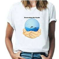 Spremite Ocean Majica zagađenje zagađene zagađene za zagađenje u okruglom vratu, modna i udobna ženska