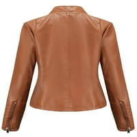 Ženska kratka kožna jakna kožna kaput Slim Fit kratki motorni biciklistički jakni za žene Dame Cool