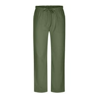 Virmaxy teretni pantalone za muškarce pamučne posteljine neravni elastični pantalone sa džepovima modne ležerne dukseve maslina zelena-a 4xl