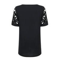 Dhondf prevelike majice za žene Ljeto zipper V izrez TUNIC košulje Trendy šuplje bluza kratkih rukava