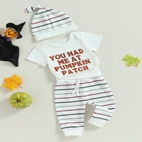 Baby Boys Halloween Outfits Pismo Ispiši Rompers Stripe hlače