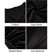 Ženska večernja haljina s dugim rukavima Velvet Maxi haljina dubokim V-izrezom Elegantni koktel haljina haljina za zabavu Velvet haljina zima, crna, l