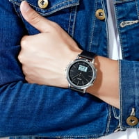 Muški sat Minimalizam analogni digitalni sat sa kožnim remenom za spajanje sa pogonskim remenom