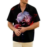 Muške havajske majice casual gumb niz kratki rukav Tokio Ghoul nabori bez prozračnih top2xs