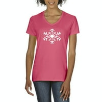 Arti - Ženska majica V-izrez kratki rukav - Božićne snježne pahulje