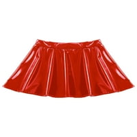 Ženska sjajna patentna koža A-line suknje sa zatvaračem patentna minicijkirt Nevidljivi zipper mini suknja crvene s