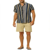 Lars Amadeus prugaste košulje za muške ljetne kratke rukave na majici na plaži
