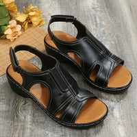 Aaiymet ženske sandale sandale za žene Ležerne prilike rimske cipele ribljam ustima sandale, crna 7.5