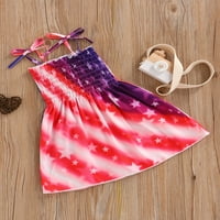 Aturuste Toddler Baby Girl 4. jula haljina Outfit Ljetni trake Suspender Ruffle Nasleđe američke haljine za neovisnost