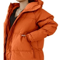 Ženska zima topli casual dugačak kaput čvrsta boja dugih rukava s kapuljačom s kapuljačom