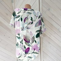 Ljetni vrhovi za ženske majice s kratkim rukavima izrez Veliki cvijet Ispis elegantnih bluze sa šipkom