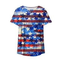 Plus size američka majica zastava Žene kratkih rukava Tunic Plus Veličina dame Košulje 4. jula Bluza Labavi vrhovi za gamaše, plavi xxxl