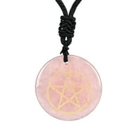 Ogrlica sa privjeskom od kamena pentagrama okrugla šarm ogrlica za rođendanski poklon ružičasta