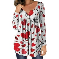Joau Womens Plus veličine Ležerni print s dugih rukava V-izrez sa gumbom labava vrhova majica bluza