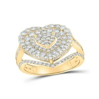 10KT Žuto zlato Žene okrugli dijamantski prsten srca 2- CTTW