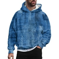 KPOPLK muški pulover pulover miješaju dugih rukava kontrastna vojska dukserica sa džepom Kanga Blue, L