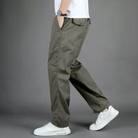 Mens modni casual labavi pamučni plus džepni džep čipke pantalone elastične struke hlače
