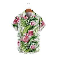 Muška košulja gumb niz kratki rukav Tropical Flamingo Tops Party Odjeća, do 8XL