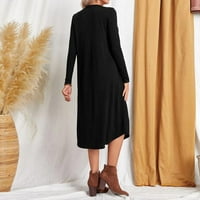 Lroplie Crne haljine za žene dugih rukava jesen zimska odjeća od pune boje pletena bočna šav ravna džep