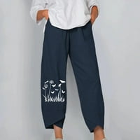 Teretne pantalone za žensko čišćenje ispod 20 dolara, plus veličine labavih džepa tiskane hlače Novogodišnje