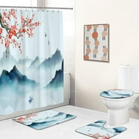 Kineski krajolik cvijeća i ptica Štampanje tuš za zavjese kupaonice Curking protiv klizanja MAT za kupanje toaletni tepih Dekor tepiha