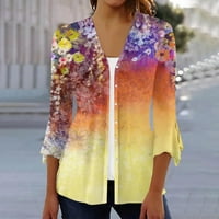 Levmjia Cardigani za žene odobrenje Moda 3 4Sleeve majica Otvoreni prednji kardigan Outerwear Ispis bluza