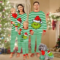 Smiješna porodica koja odgovara Božićne pidžame, par koji odgovaraju božićnim pidžama-zelenim bijelim
