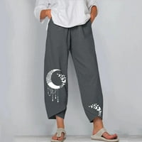 Dadaria posteljina hlače za žene visoke struk široke noge labave pamučne posteljine vezene široke hlače