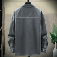 Muški jednostavni pamučni čvrsti džepni džep džemper košulja Ležerne prilike