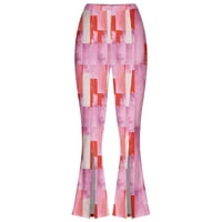 Teretne hlače za žensko čišćenje ispod 20 dolara, casual labavo visokog struka Široka noga tiskana joga planinarske hlače žene ružičaste veličine 10