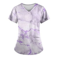 Ženski bluze V-izrez Seksi bluza Grafički ispis Ženske plus košulje kratki rukav ljetni vrhovi ljubičasti