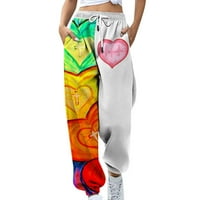 Clearance Labavi ženski modni ležerni za ispis džep elastične struine pantalone duge ravne hlače Dukseri Multicolor m