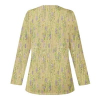 Dyegold Falls vrhovi za žene Trendi košulje s dugim rukavima Dressy Ležerne prilike V-izrez Leopard Color Block Tunike Najbolje labave bluze