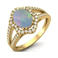 2. CTS Opal Split Sherk Sterling Silver Gold Vermeil Solitaire Halo Women Vjenčani prsten
