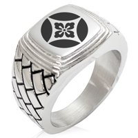 Nehrđajući čelik Takahashi Samurai Crest Geometrijski uzorak Odlični polirani prsten