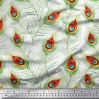 Soimoi pamučna kambrična tkanina pauna pero tiskano tkanine široko
