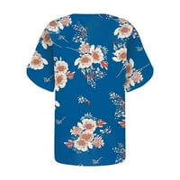 Žene ljetne vrhove V izrezane majice s kratkim rukavima majica casual bode Split Tunic Top