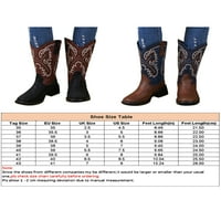 Lacyhop Women Western Boot izvezene kravljeg čizme široke telefne vintage cipele Jahanje moda retro srednje teleće smeđe boje 6