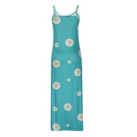 Summertti remen Maxi haljine za žene bez rukava V izrez grafički duga haljina cvjetna sitnica Flowy