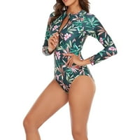 OAVQHLG3B kupaći kostim Žene Jedan kupaći kostim, cvijeće s dugim rukavima plivajući odijelo sijamsko seksi ljetna plaža surfanje jednodijelnim kupaćim kostima