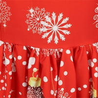 Gotyou haljina ženska modna božićna casual tanka čipka od čipke s kratkim rukavima haljina za print haljina crvena 2xl