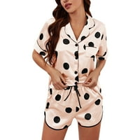 Pidžama Sve za žene Žene KARDIGAN LOBA SHLIK kratkih kratkih kratkih rukava Pidžama set Početna Nosite E XL