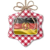 Božićni ukras njemačka demokratska republika 3D zastava Crveni plaid neonblond