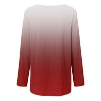 Fjofpr Plus veličine gradijentne majice za žene okrugli vrat Bluze s dugim rukavima Dame Ležerne tiskane vrhove