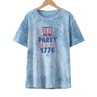 Košulje za žene 4. jula Američka zastava Tie-Dye SAD Crewneck kratki rukovi The Womens Grafički teže