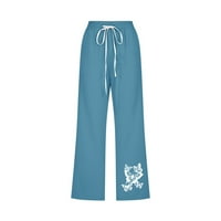 Farstey pamučne posteljine kapri hlače za žene sa džepovima Butterfly Print Ležerne prilike prozračne